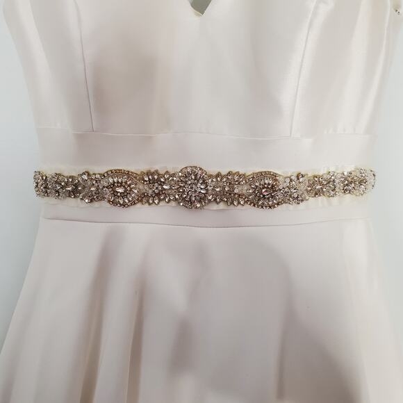 Madison James Bridal Ball Gown A-Line Long Dress Rhinestone White MJ501 Size 14 - Picture 5 of 16